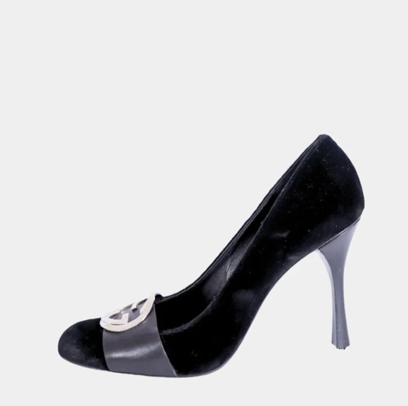 Gucci malanga velvet leather round toe pump heels size 6.5 - Picture 1 of 12